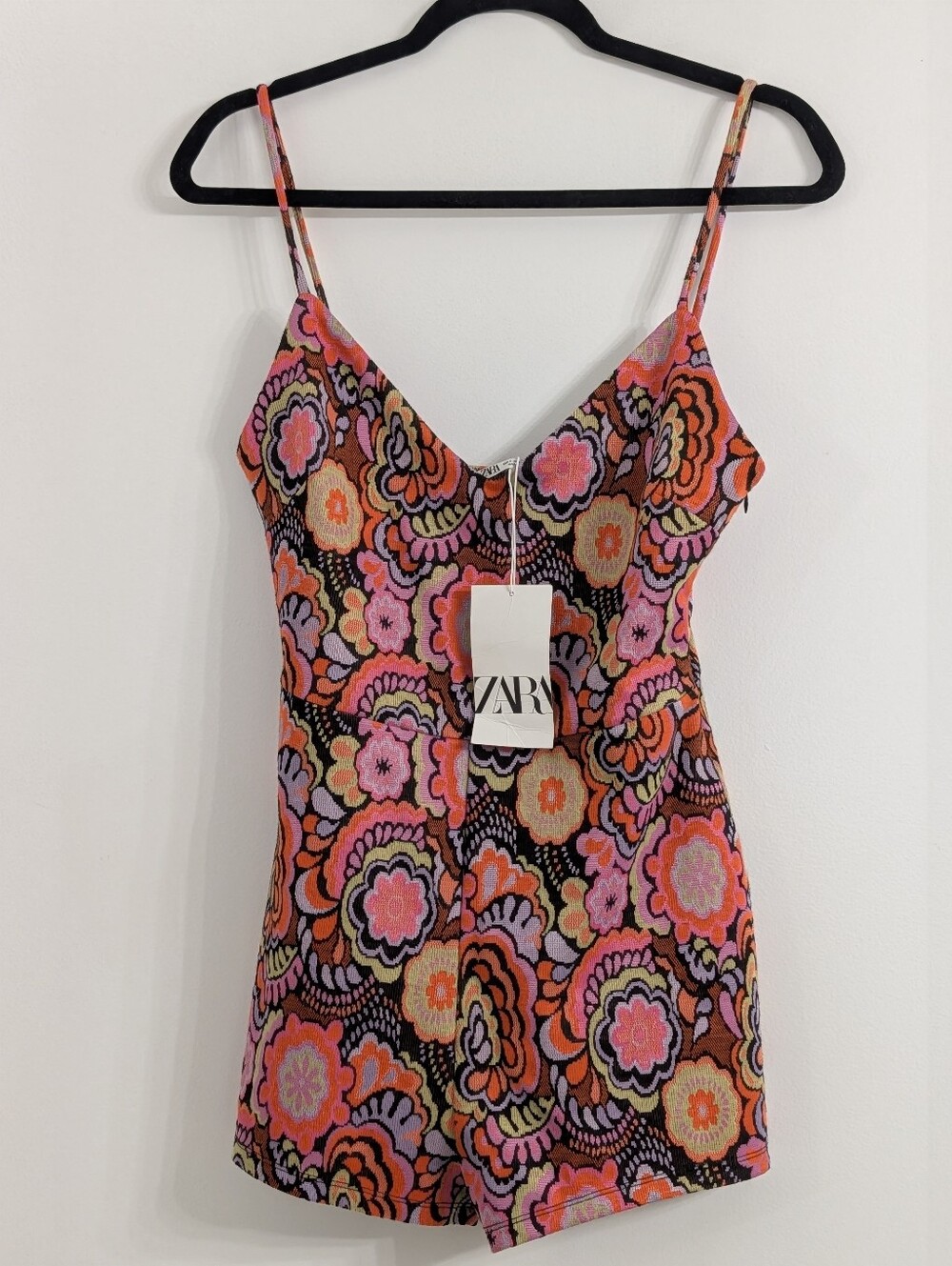 ZARA 1960s Retro Vibrant Romper NWT Size Small Floral